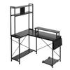 L-Shaped Gaming Desk with LED Lights, 1.2m Reversible Corner Computer Desk with Monitor Stand, Power Outlets, Movable CPU Stand & Shelf, Modern