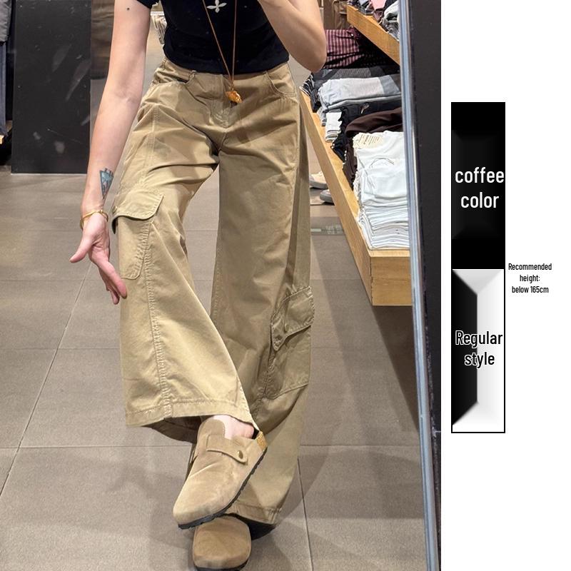 

Women s 2025 Gray-Green Retro High-Waisted Wide-Leg Work Pants S 80-100 lbs