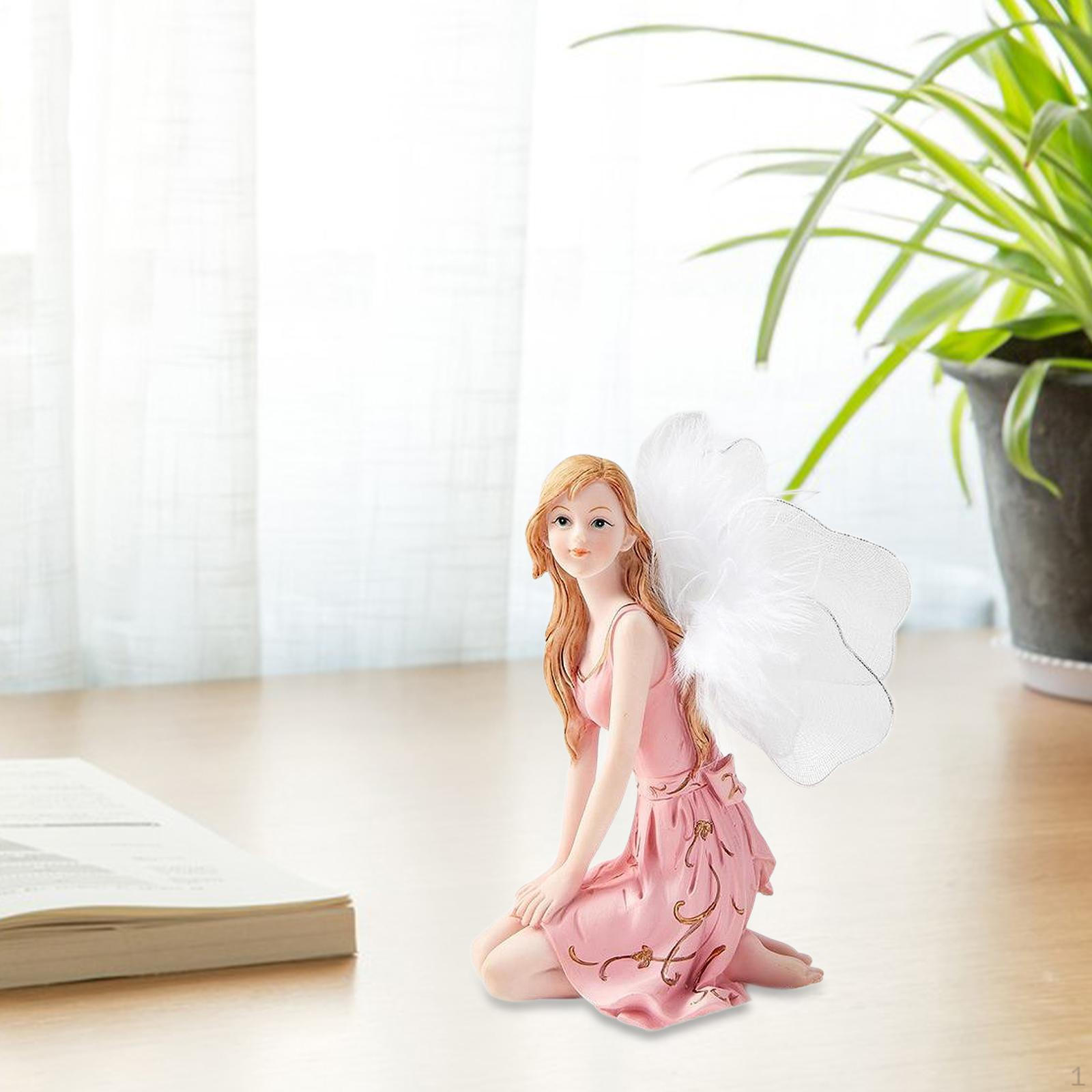 

Angel Figurine Desktop Ornament Accessory Decoration Sculpture Girl Statue for Bookshelf Style D