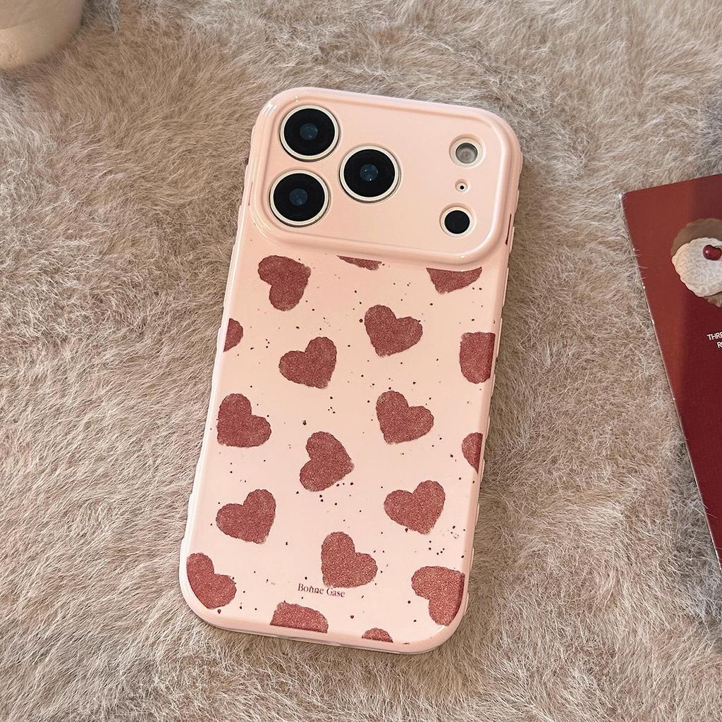 Creative Burgundy Heart-Shaped Phone Case for iPhone 17 and iPhone 17 Pro Max