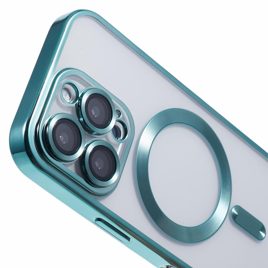 For iPhone 16 Pro Magnetic Case Soft TPU Electroplating Phone Cover with Lens Film