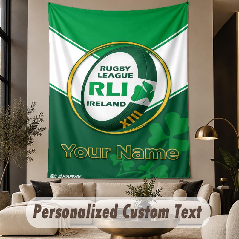 Custom Text Tapestry Ireland Rugby Print Wall Tapestry Indoor Living Room Wall Decor
