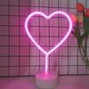 LED Heart-shaped Decorative Light Small Night Light Round Base Neon Light Living Room Bedroom Wedding Proposal Decoration Gift