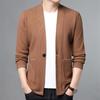Men's Slim Fit Korean Style Knit Cardigan - Spring/Autumn Casual Sweater for Middle-aged and Young