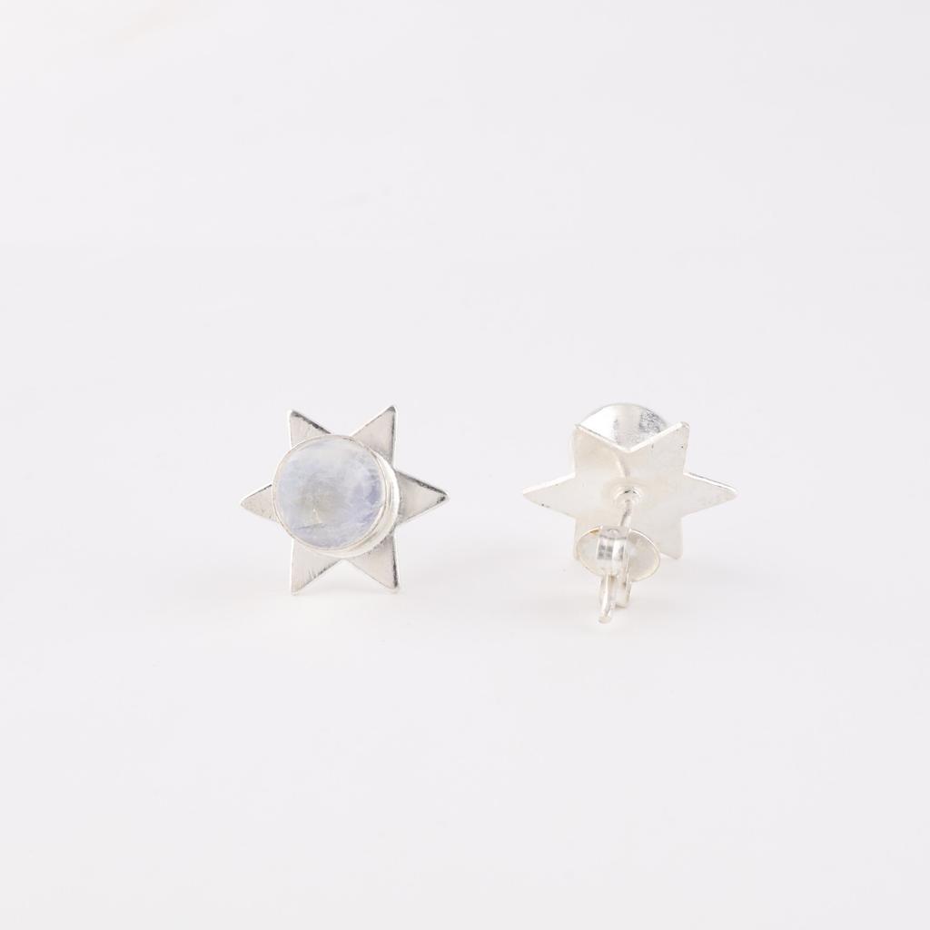 Piatră prețioasă Piatra lunii curcubeu Bijuterii din argint sterlin 925 Femei Cercei cu șurub 0,44" EE-175-24