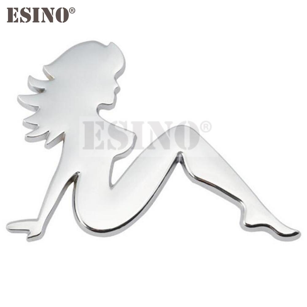 Car Styling 3D Metal Chrome Zinc Alloy Emblem Sexy Girl Car Badge Body Trunk Fender Adhensive Emblem Auto Accessory