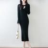 Women Sweater Dress 100% Wool MODERN NEW SAGA O-neck Knit Long Pullover Winter Jumpers Wool Long Dress Female