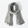 Men's New Gradient Vertical Striped Oversized Scarves Distressed Fringe Yan Dyed Scarves Cotton Warm Scarf For Men