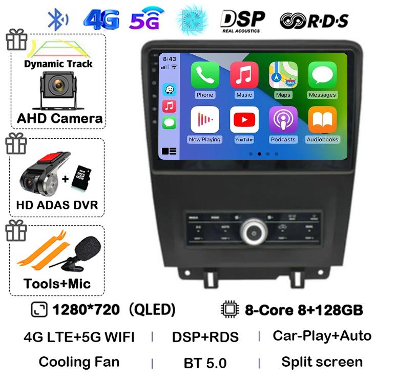 Android 14 WIFI+4G Carplay Auto For Ford Mustang 2010 2011 2012 2013 2014 Car Radio Multimedia GPS Navi Player 360 Camera Stereo