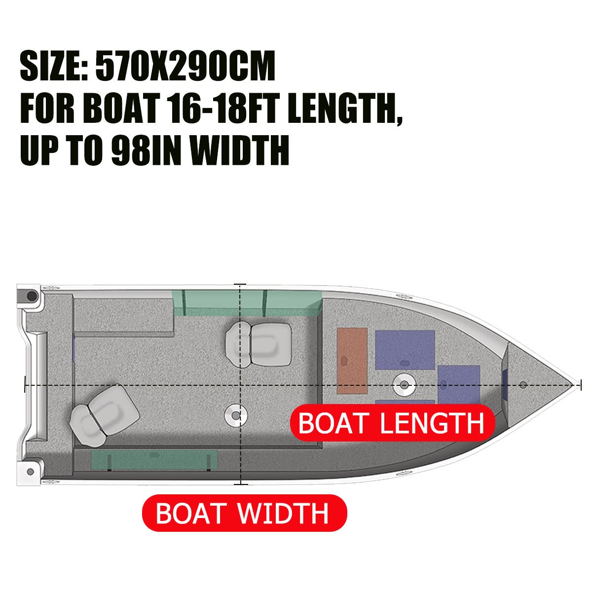 16ft-24ft Center Console T-Top Boat Cover Roof Tent 210D Waterproof Anti-UV Dust-proof Heavy-duty Trailerable Boat Cover Shelter 16-18FT