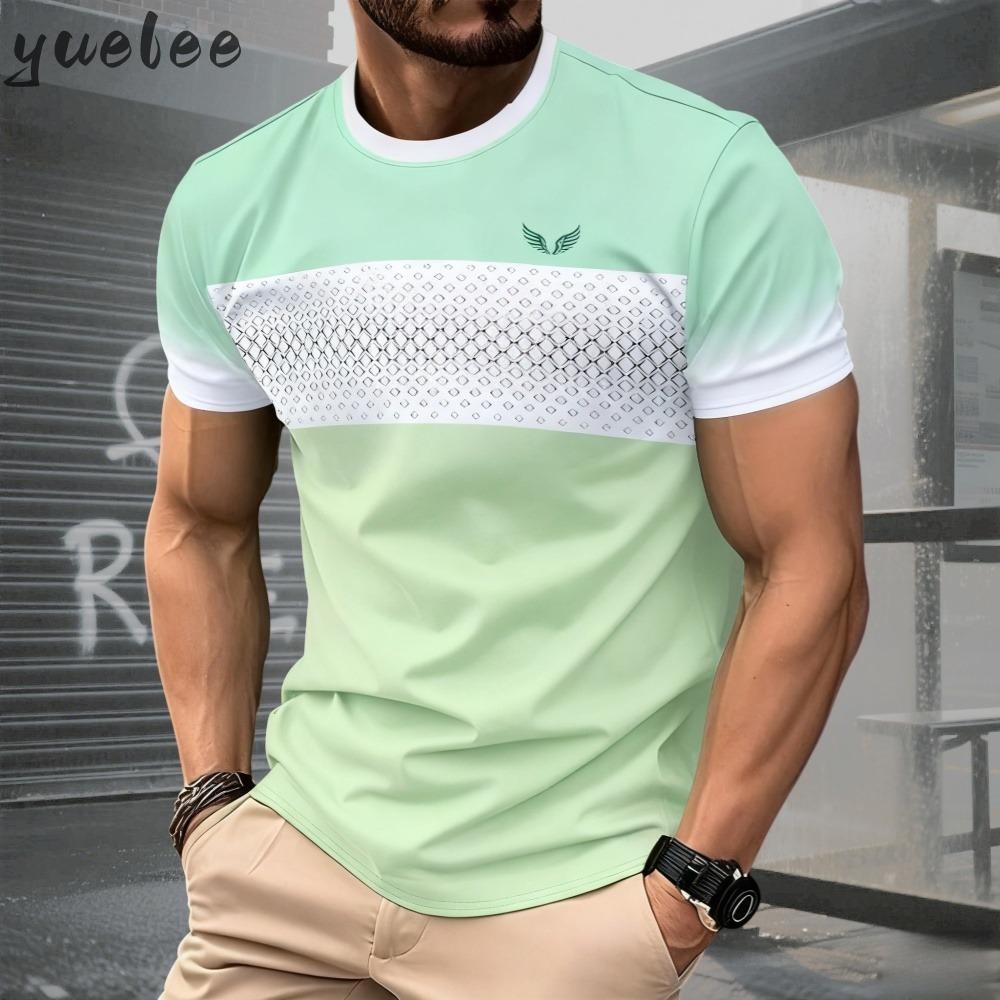 Summer Men's Patchwork T-shirt Men's O-neck Sports Casual Loose Comfortable Short Sleeved Daily Wear Men's Clothing