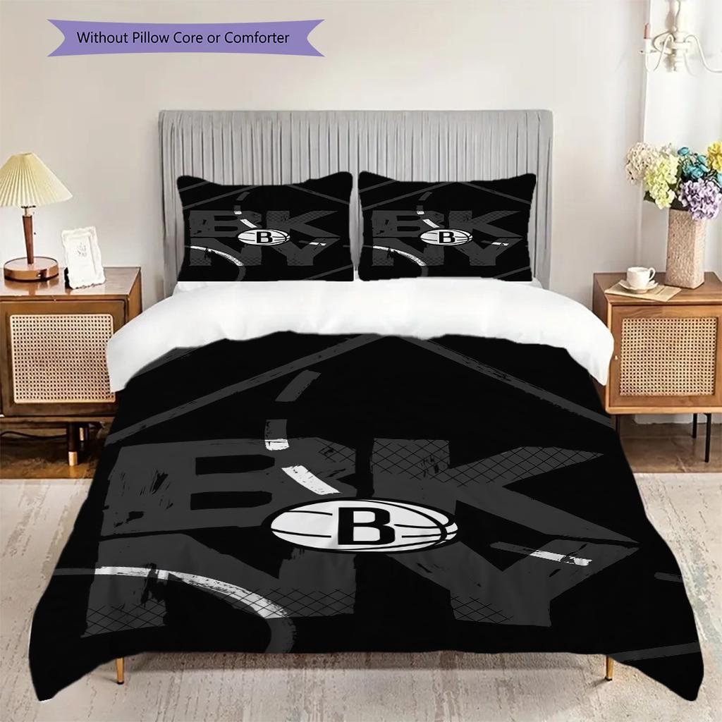 Brooklyn Nets Basketball Legacy Bedding(1 * duvet cover + 2 * pillowcase, without core)Soft and comfortable Bedding set Christmas birthday gift