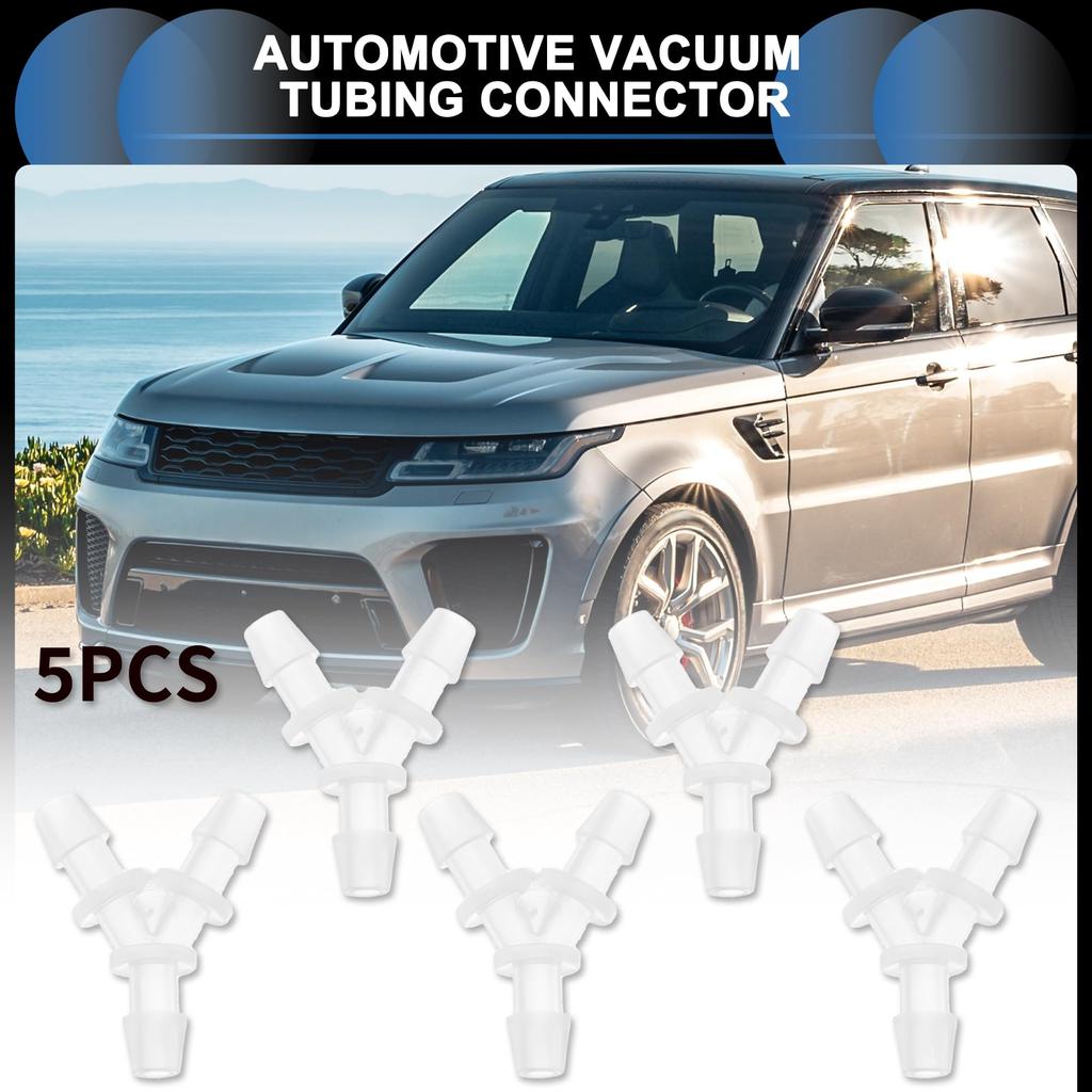INFINAUTO Car Vacuum Tube Connector 7/32" 3-Way Car Y Shape Vacuum Line Fitting Plastic Transparent 5pcs