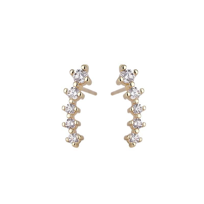 Summer Minimalist Small Zircon Row Stud Earrings For Women Delicate And Cute Daily Jewelry Accessory