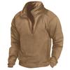 Stand Collar Half Zip Long Sleeve Hoodie Pullover Men Sports Shirt Athletic
