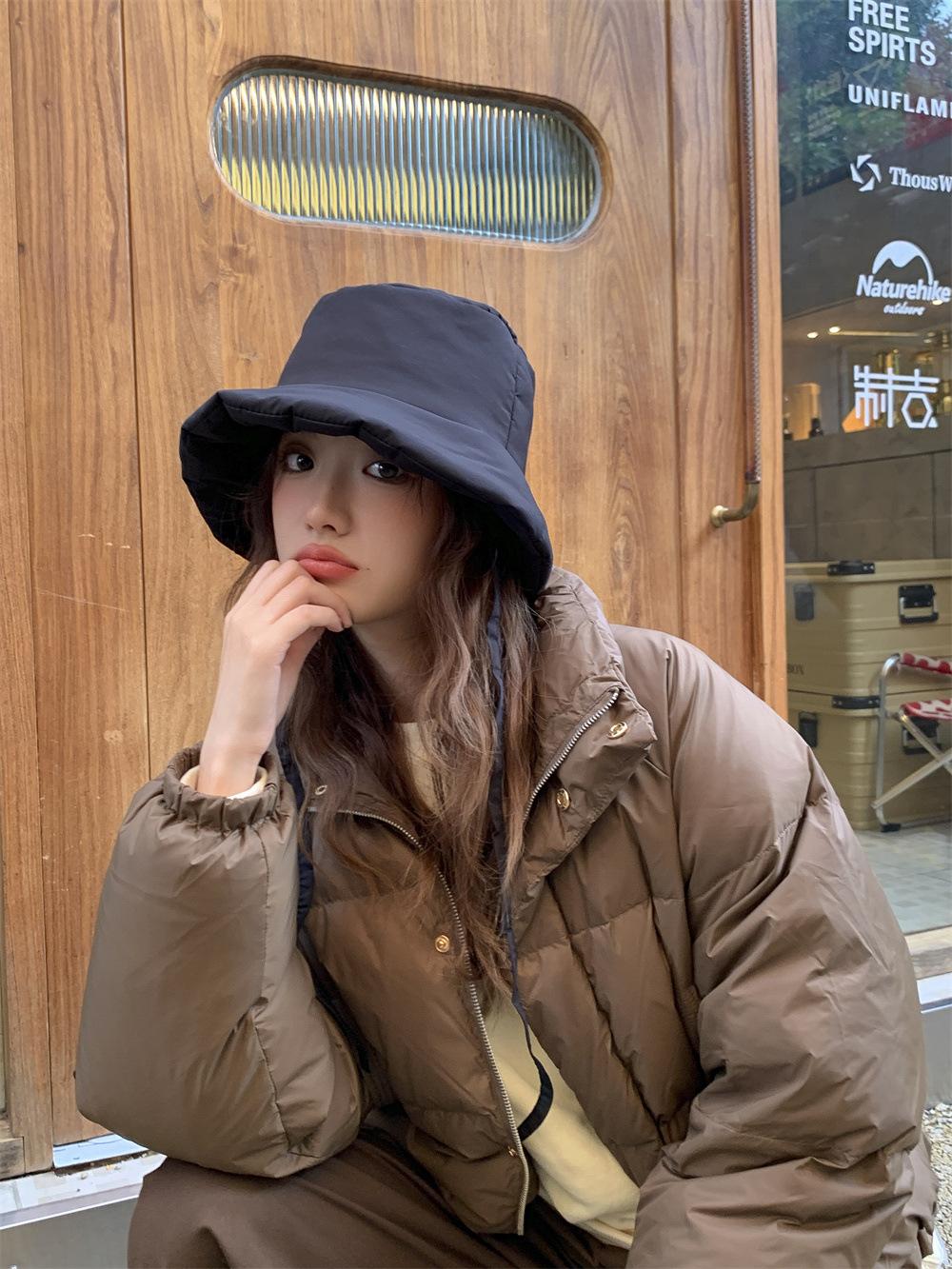 

Хлопковая одежда на шнуровке с легким пуховым наполнителем, ощущение осени и зимы, детская универсальная шляпа-панама, теплая и ветрозащитная, с защитой ушей Adult average size чёрный