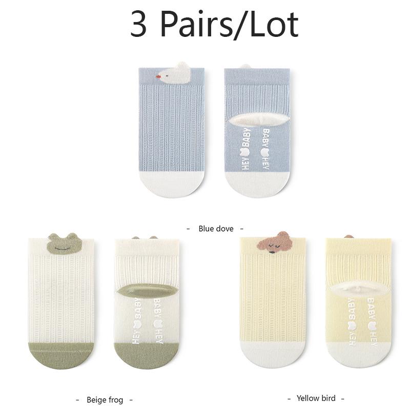 3/5 Pairs Baby Anti-Slip Socks Cartoon Newborn Socks Mesh Thin Children'S Socks Comfort Wear Non-Slip Baby Socks