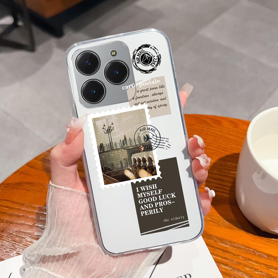 Simple Creative Case For Realme C63 C61 Transparent Back Cover For Realme C 61 C 63 Soft Slim Silicone Shockproof Funda Bumper