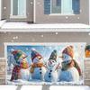 2D Door Banner 1 Large Christmas Snowman Garage Door Banner - Durable Polyester Fiber Holiday Snowflake and Snowman Design