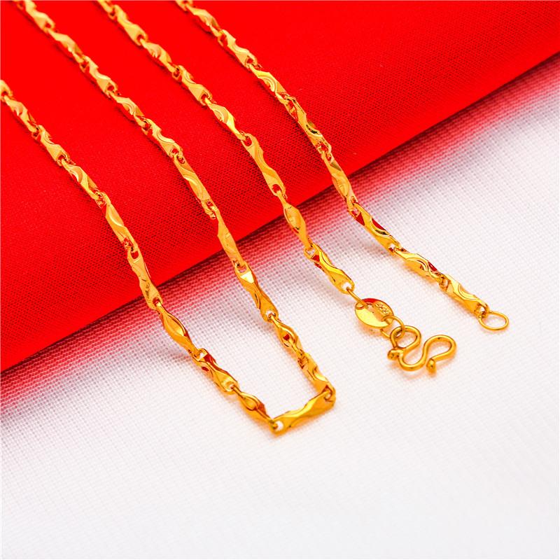 Vietnamese sand gold-plated necklace, women's necklace, water wave necklace, snake bone necklace, box necklace, O-shaped necklace.