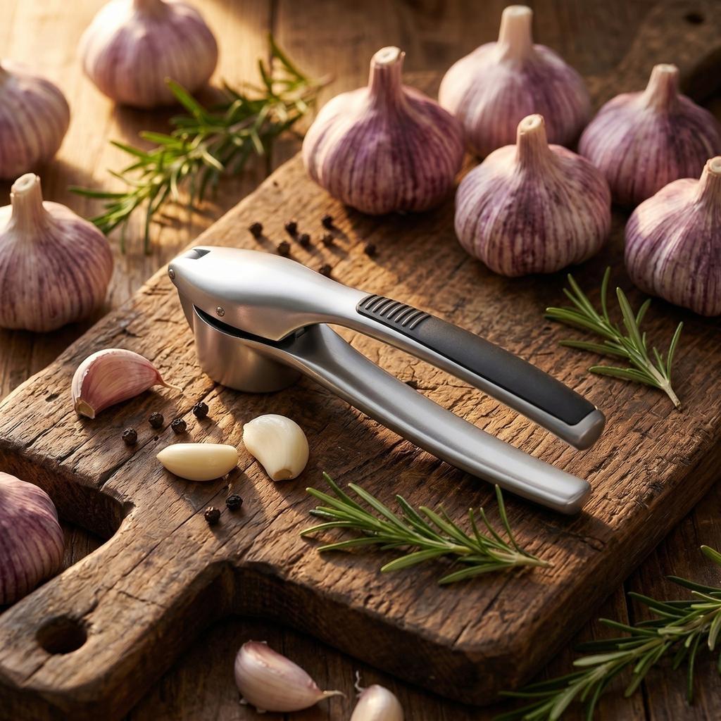 Manual Garlic Press and Peeler - Multifunction Kitchen Gadget for Garlic and Peeling