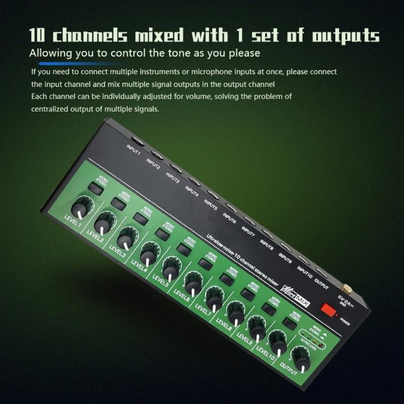 High Clear10Input Sound Mixer for Clearly Sound Production in Various Sound Application for Superior Sound Quality