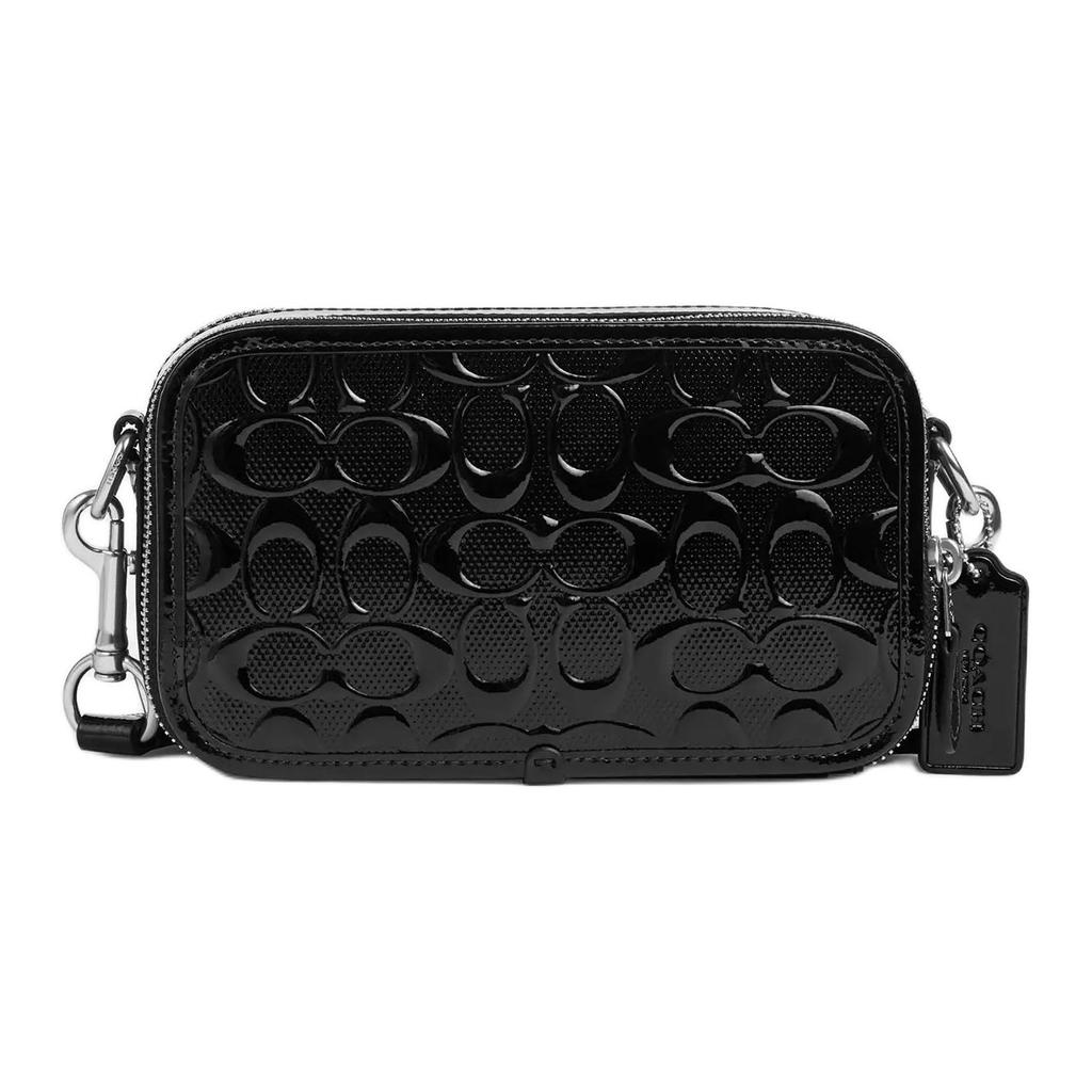 Coach Wyatt 19 Zipper Closure Detachable Shoulder Strap Patent Leather Crossbody Bag Small Women Bags Black CV420-SVBK
