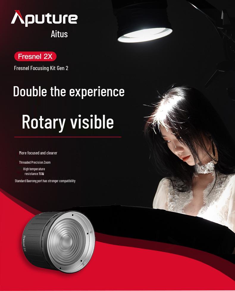 Aputure Fresnel 2X Zoom Lens with Barndoors for Photography and Videography 2X Fresnel