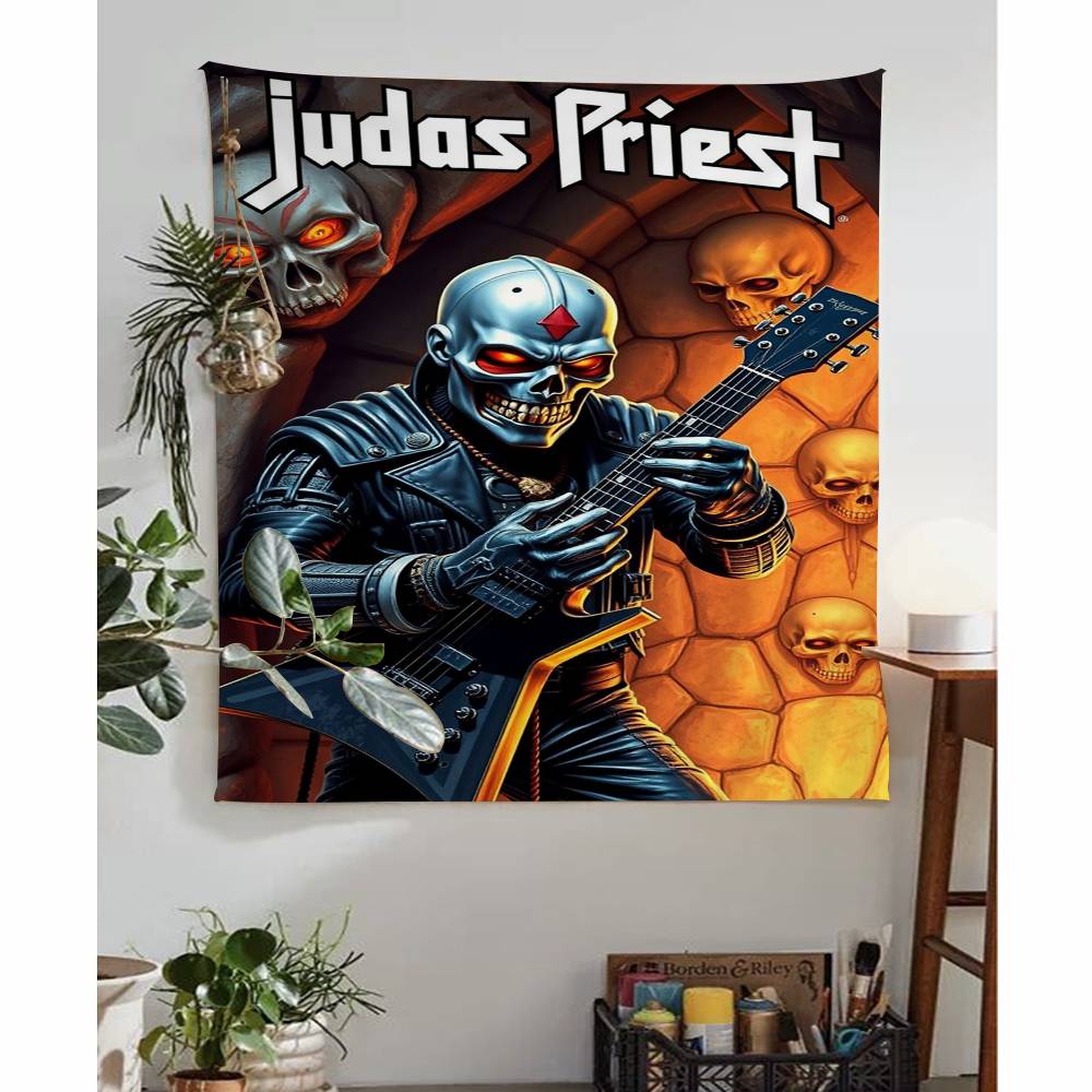 1PC JJudas Priest Heavy Metal Band Colorful Tapestry Wall Hanging Bohemian Wall Tapestries Mandala Wall Art Decor