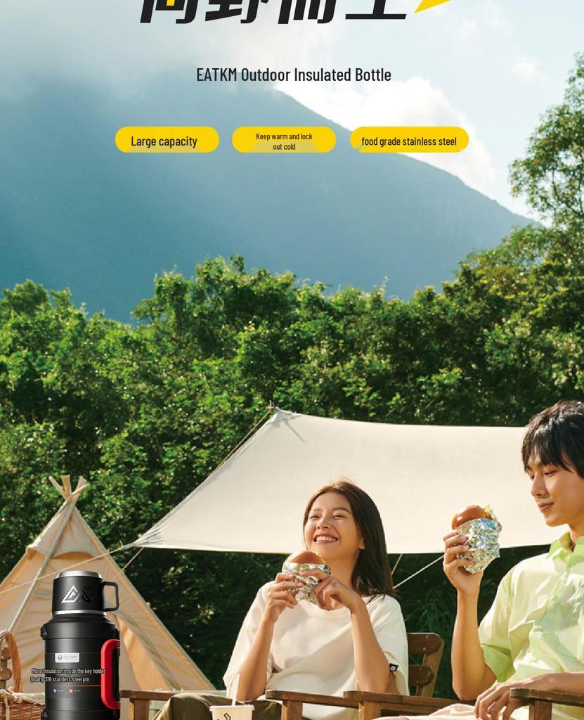 Large Capacity Stainless Steel Insulated Travel Thermos Flask - Portable, Multi-Use Hot Water Kettle