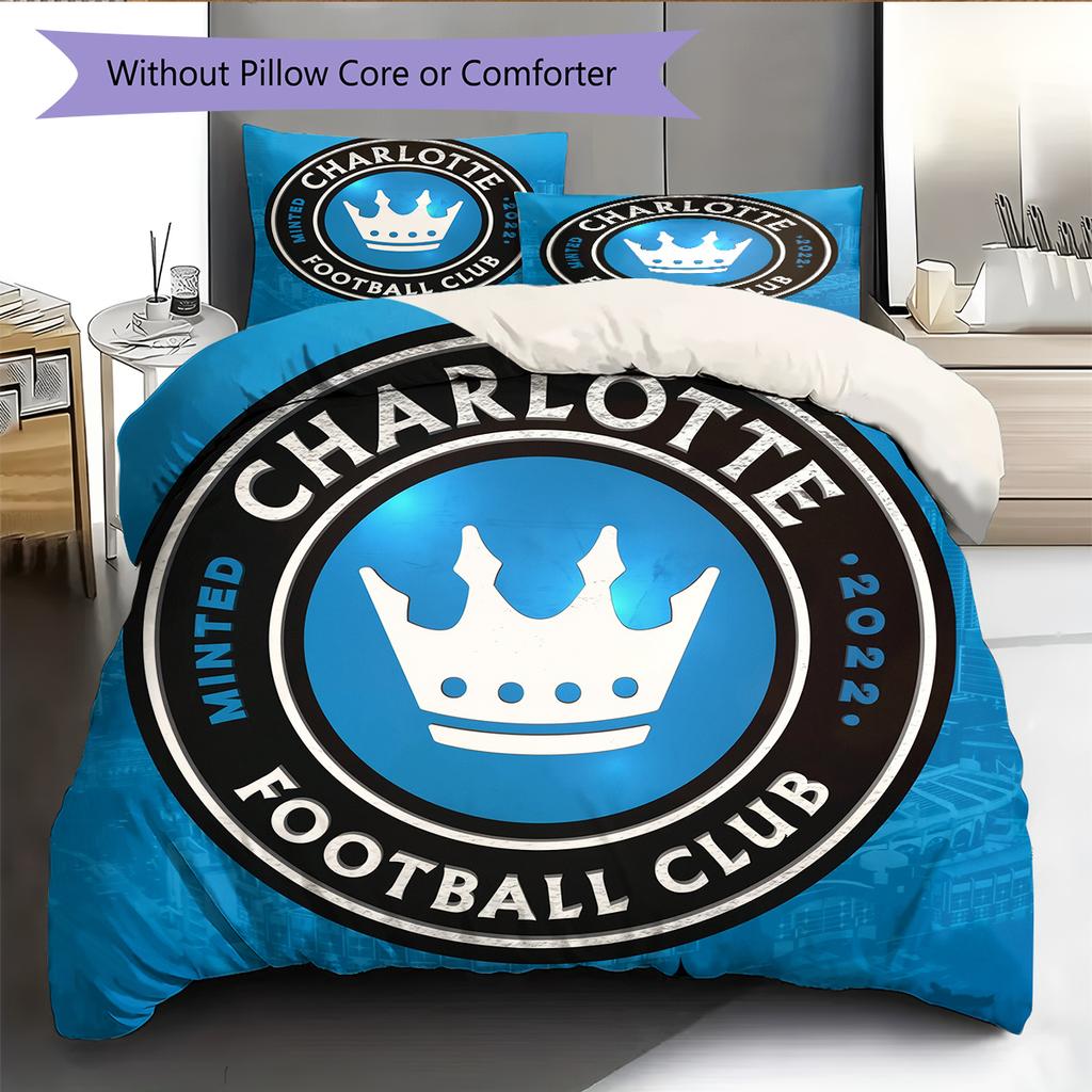 Charlotte FC Pattern Bedding Home Decoration Birthday Gift (1 * duvet cover + 2 * pillowcase, without core)