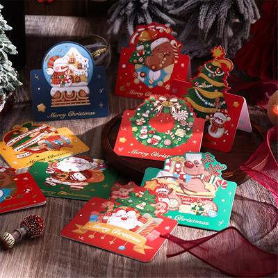 10pcs Merry Christmas Greeting Cards with Santa Claus And Snowman Custom Blank Cards for  Party Invitation New Year Gifts