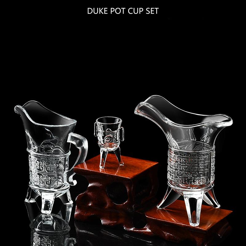 10ml-100ml Duke Pot Antique Imperial Glass Small Cup Household Creative 3- Foot Cup Chinese Korean Style Cup Tiny Wine Cup Set