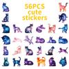 56 Starry Sky Cat Graffiti Stickers Cosmic Cat Colorful Cute Cat Creative Sticker Batch