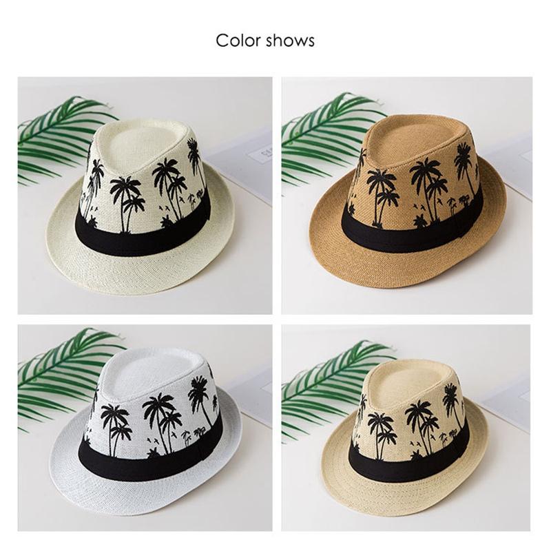 Palm Tree Shade Unisex Summer Women Straw Hat Sun Protection Short Brim Men Beach Cap Jazz Hat