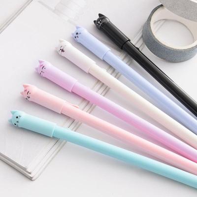 6 Stück/Set Kawaii Katze Gelstift Kreativer Niedlicher Neutraler Tintenstift Kindergeschenk Schule Büro Schreibwaren