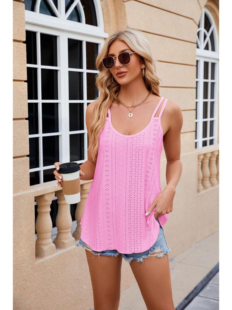 2024 Spring/Summer Women's Sleeveless V-Neck Hollow Vest with Suspenders