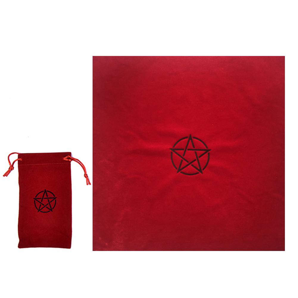 Pentagram Tarot Tablecloth with Bag Velvet Altar Tarot Cloth 50x50cm Divination Table Cloth Home Table Decoration
