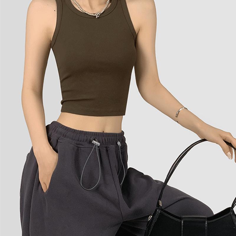 

Красивый жилет для горячих девушек в американском стиле, короткие топы на бретелях с подкладкой для бюстгальтера, сексуальные тонкие однотонные футболки и топы, майки и майки