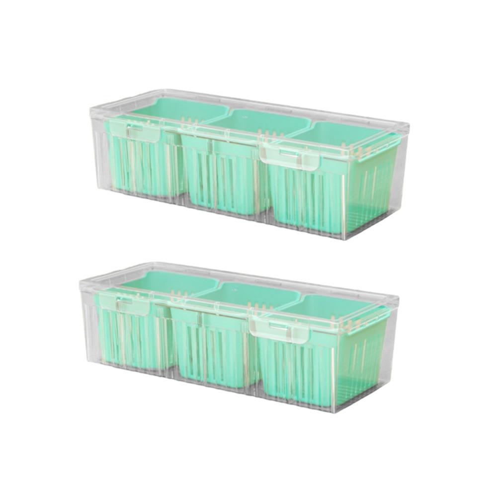2 Piece Drainable Spices Fresh Keep Storage Box Detachable Refrigerator Fruit Organizer  Picnic