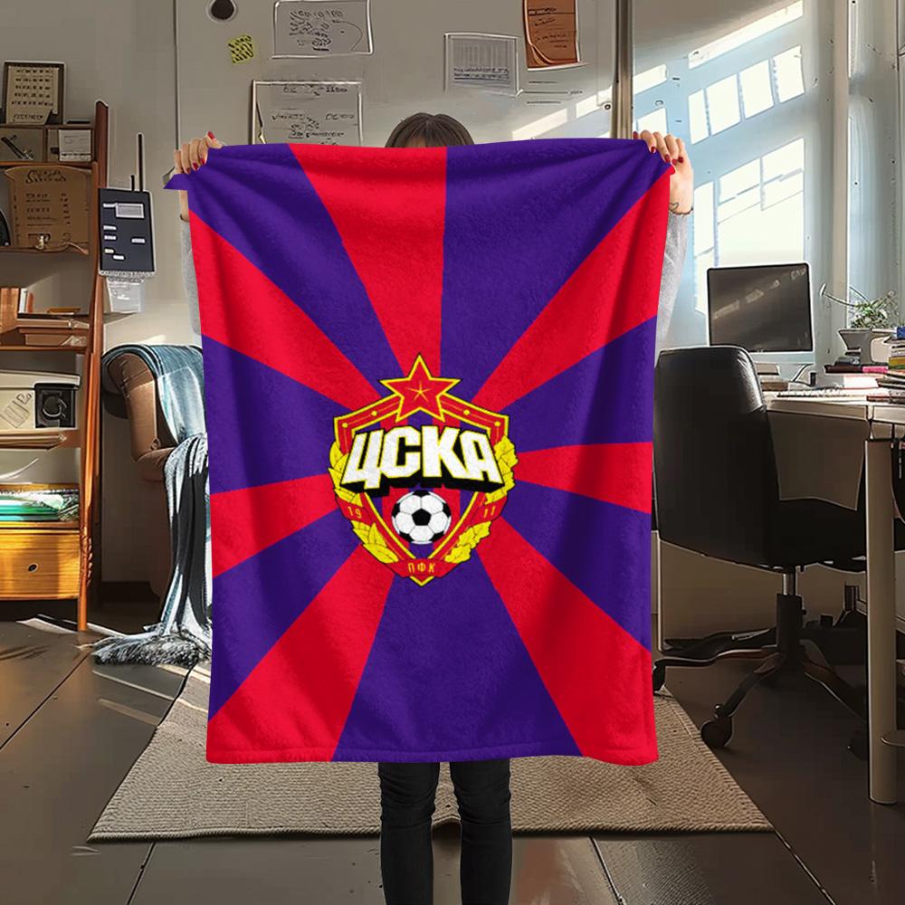 1Pc CSKA Moscow Print Flannel Blanket High Quality Warm Comfortable Cover for All Seasons Perfect for Gifts Home Decor