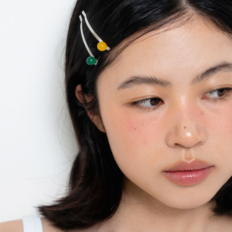 

geegee [2set] gemstone ball hair pin - 4color YELLOW