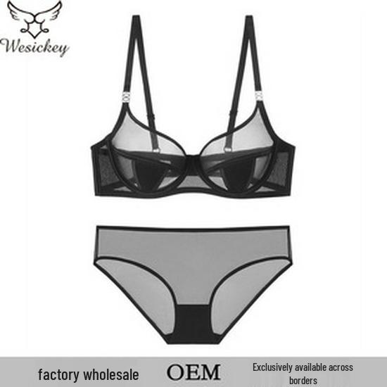 Francouzský styl průhledná krajková souprava podprsenky: Minimalizuje vzhled velkých prsou, Proti povislým prsům, Sexy spodní prádlo pro ženy