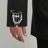 Fashion Imitation Pearl Tassel Brooch for Women Girls Waist Cinching Adjustable Skirt Anti-Slip Metal Pin Fixed Clothes Jewelry