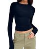 Spring & Fall New Arrival Cross-Border Fashion Round Neck Tight Casual and Comfortable Raglan Long Sleeves T-shirt Pure Color Silm Pullover Base