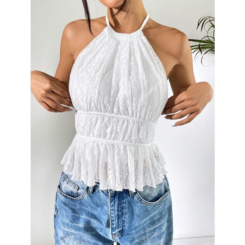 VEZFAA Dámská móda Ležérní Léto Jaro Jednobarevný potisk Halenky a košile bez rukávů