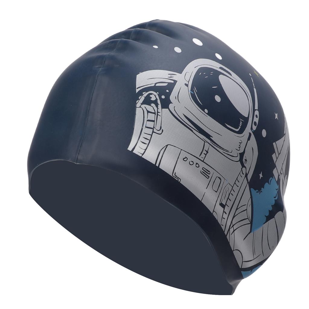 Swim Bathing Cap Silicone Waterproof Head Cover with Ear Protection for Adult Long Hair Water SportsSpaceman Printing
