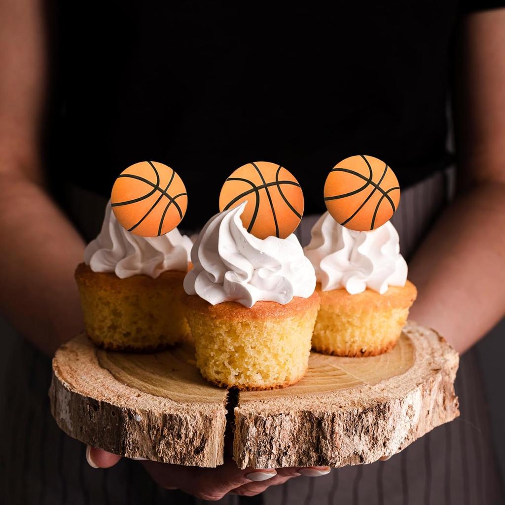20pcs Basketball Cake Topper Mini Basketball Sports Theme Cupcake Toppers for Basketball Enthusiasts Birthday Party Sport Party