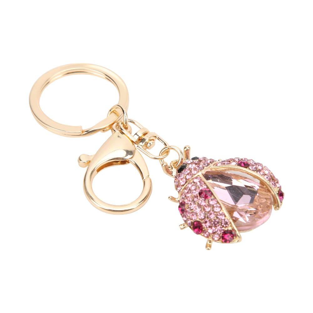1pc Crystal Rhinestone Spotted Bug Shaped Key Chain Purse Charm Handbag Decoration