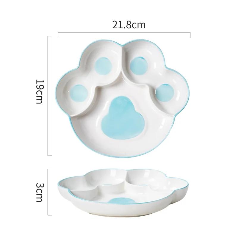 

Креативные тарелки-сетки для похудения, милые кошачьи лапки, керамическая посуда, мультяшные тарелки-сетки, кухонная утварь, посуда для приготовления